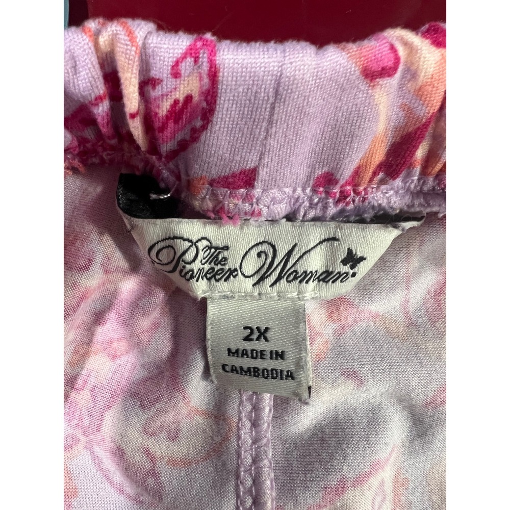 The Pioneer Woman Lavender Floral Pajama Pants Plus Size 2X Wide Leg Lounge - Picture 5 of 6